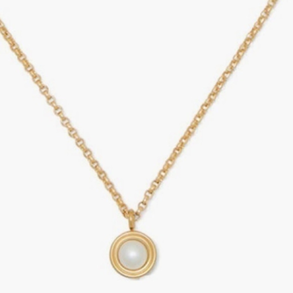 Kate Spade New York Classic Mini Faux Gold Pearl pendant Necklace NWT Wedding